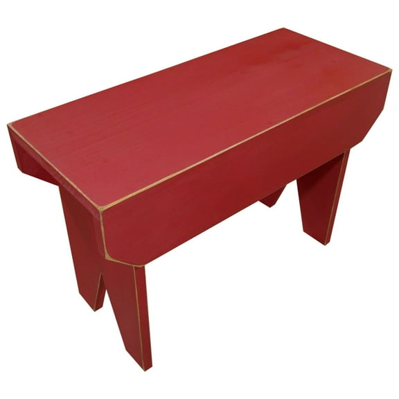 Contemporary Home Living 24" Distressed Red Unique Rectangular Comfortable Bench