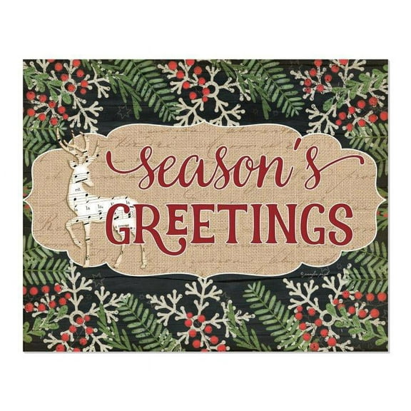 Season's Greetings Wood Wall Sign 15x12