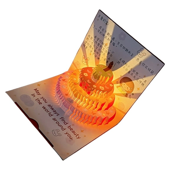 Musical Birthday Card With LED Light 3D Birthday Greeting Card Light and Music