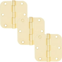 Stone Harbor Hardware 3-1/2" Door Hinges, 5/8" Radius Corner, Satin Brass, 3-Pack