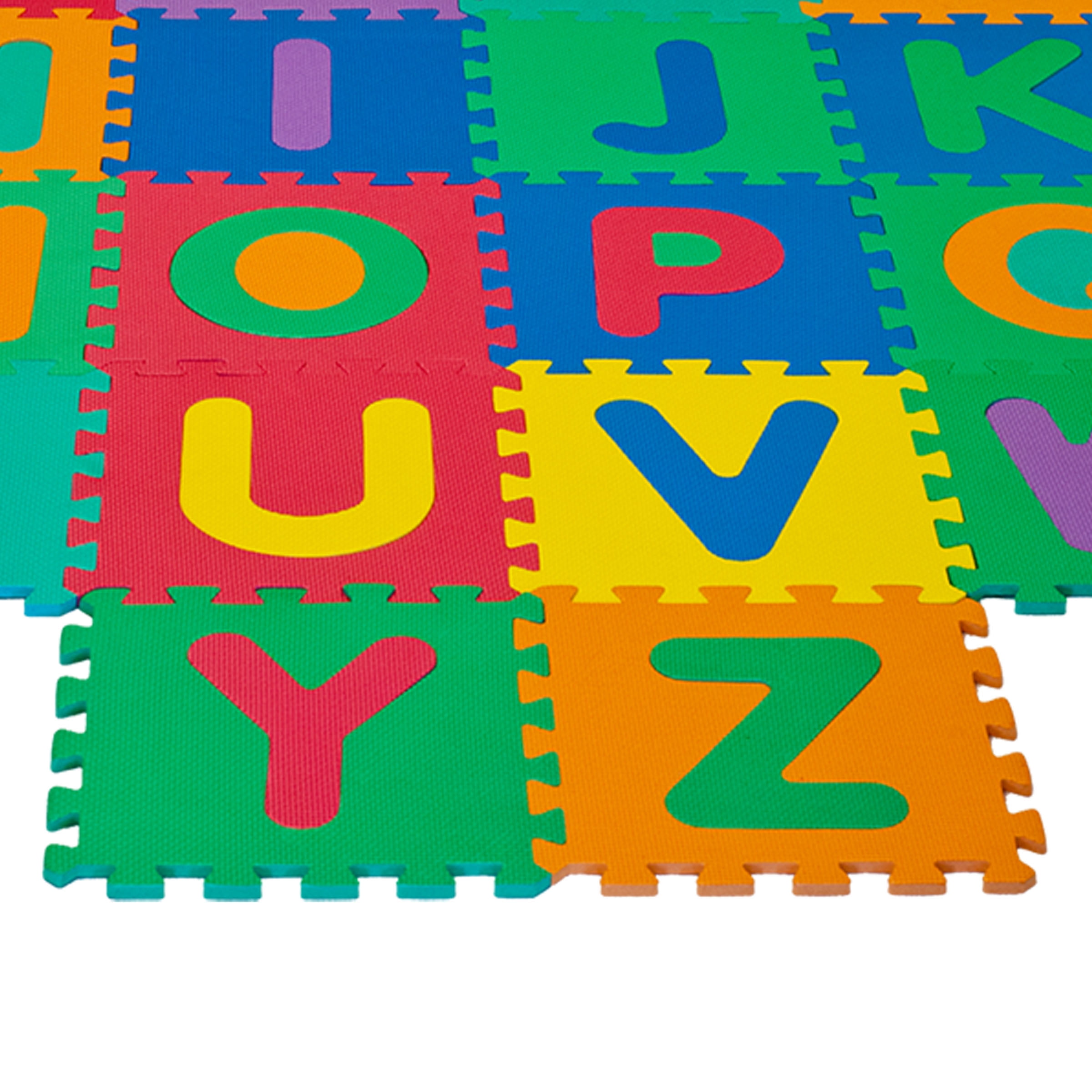 Hey! Play!  Kids 26-Piece Interlocking Non-Toxic Foam Puzzle Play Mat with Alphabet and Numbers Learning Toy Multicolor