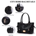 thumbnail image 5 of Lee Large Tote Bag for Women Vegan Leather Hobo Handbag Shoulder Purse With Zipper, Black, 5 of 8