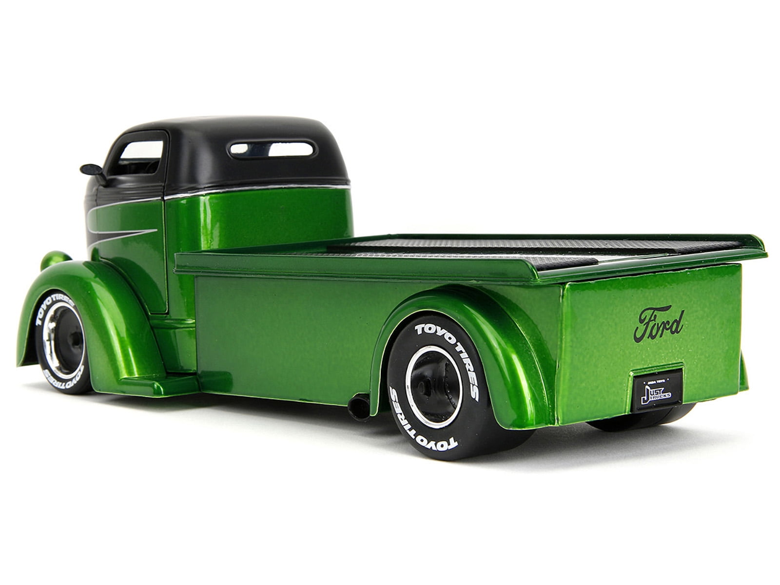 1947 Ford COE Flatbed Truck Green Met and Matt Black "Toyo Tires" with Extra Wheels "Just Trucks" 1/24 Diecast Model Car by Jada