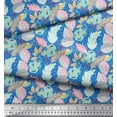thumbnail image 3 of Soimoi Blue Cotton Poplin Fabric Oak & Beech Leaves Printed Craft Fabric by the Yard 42 Inch Wide, 3 of 3