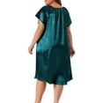 thumbnail image 3 of Agnes Orinda Women's Plus Size Satin Silk Pleated Loose Sleepwear Sleep Dresses 4X Peacock Blue, 3 of 6