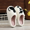 thumbnail image 4 of Fuzzy Slippers for Women Cats Pattern Slip On Indoor House Slippers Bedroom Slippers Fluffy Winter House Shoes Warm Slippers Slippers for Women Indoor White 37, 4 of 8