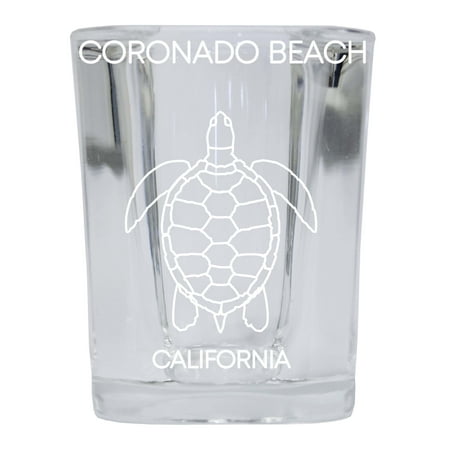 

Coronado Beach California Souvenir 2 Ounce Square Shot Glass laser etched Turtle Design