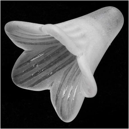 - Lucite Striped Trumpet Lily Flower Beads Matte Frosted Crystal 22mm (4)