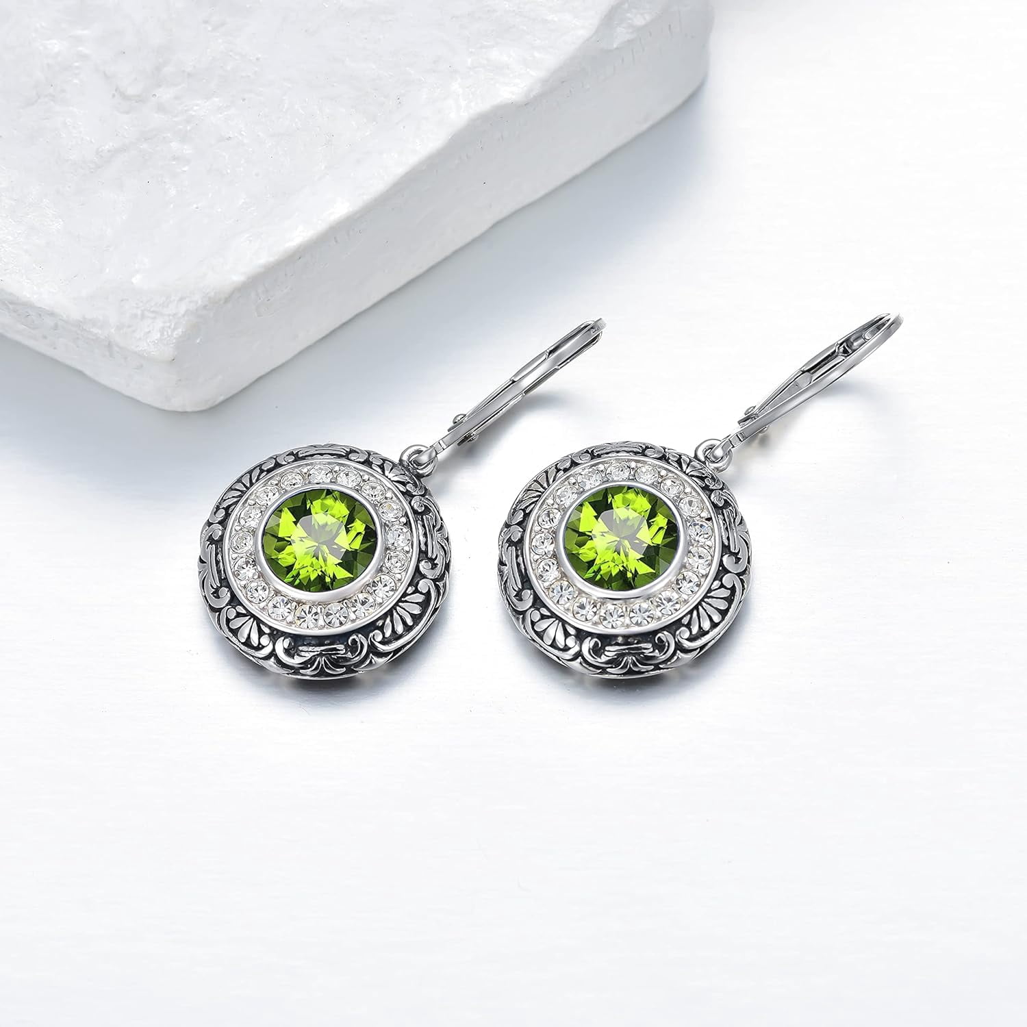 August Birthstone Earrings 925 Sterling Silver Created Peridot Dangle Drop Earrings for Women Birthday Anniversary Jewelry for Women