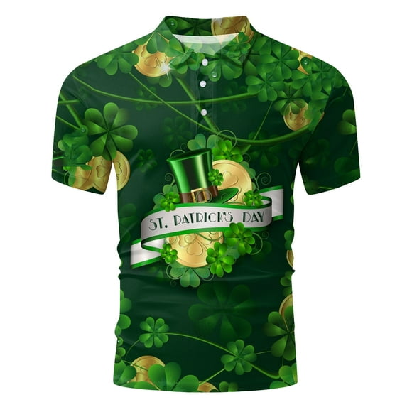 FhsagQ Men's Shirts Mens Shirts Tops Mens Casual Fashion Saint Patricks Day Printed 3D Printed Lapel Shirt Men Shirts Trunks Comfortsoft Shirts for Men Green S