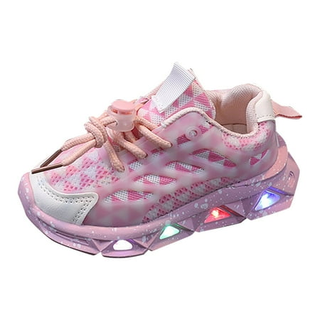 

Big Kids Sneakers Clearance Children s Luminous Sport Shoes Unisex Simple Design Casual Shoes With Light(Pink 5.5-6 Years)