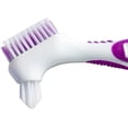 thumbnail image 5 of Juego de cepillos de limpieza para dentaduras postizas, cerdas multicapa y mango de goma ergonómico, para el cuidado de dentaduras postizas (púrpura y verde), 5 of 5
