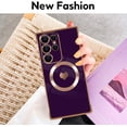 thumbnail image 4 of Compatible with Samsung S23 Ultra Magnetic Case for Women Girls,Light Luxury Cute Love Heart MagSafe Plating Electroplated Bling Case Raised Full Camera Lens Protection Phone Case-Deep Purple, 4 of 13