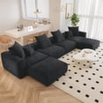 thumbnail image 2 of The Magic Home Canapé Sectionnel Modulaire Convertible en Velours Côtelé en Forme de U à 4 Places, Noir, 2 of 10