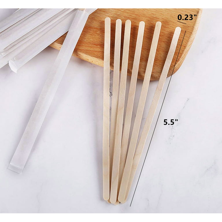 Coffee Stirrers Wood Stir Sticks Thick Individual Wrapped Drink