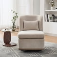 thumbnail image 2 of Beige Chenille Swivel Chair - 360° Seat Adjustment - Multiple Indoor Spaces - Stable and Comfortable Seating, 2 of 5