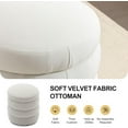 thumbnail image 3 of BISHE Modern Round Ottoman with Soft Padded Seat, Multifunctional Vanity Chair for Makeup, Upholstered Footrest Stool for Living Room or Bedroom, White-Velvet, 3 of 9