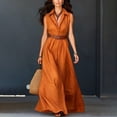 thumbnail image 2 of VBVC Women's Sleeveless Button Down Maxi Dress , Ladies' Collared V-Neck Long Dress , Casual Summer A-Line Vacation Dresses For Women,Orange,S-3XL, 2 of 9