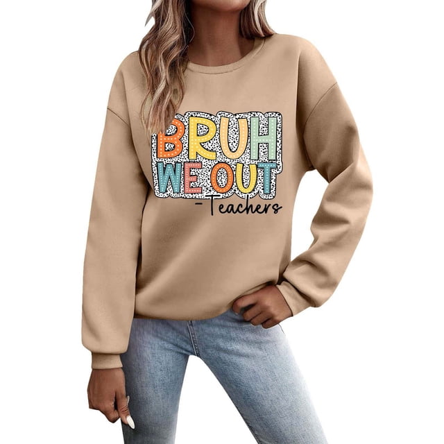 VBARHMQRT Chandail en Molleton Col Rond 2024 et Mode Hiver Imprimé Lettre Sweat à Capuche pour Femmes