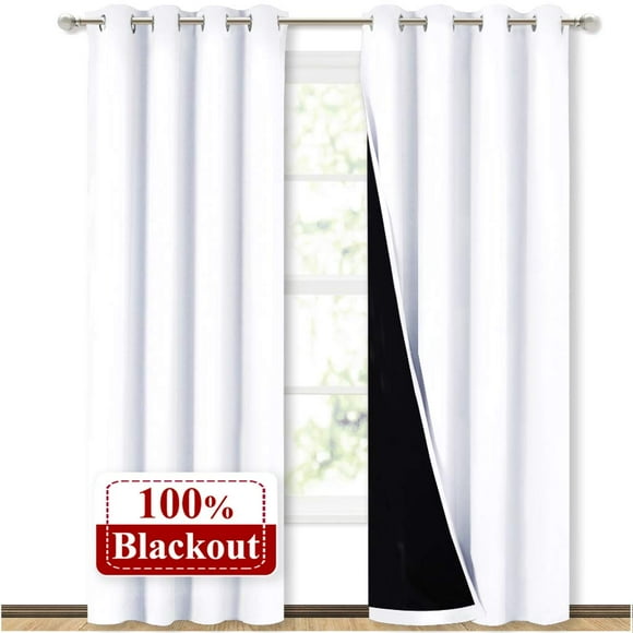 NICETOWN 100% Blackout Window Curtains - Thermal Curtains for Winter and Summer Insulated Drapeds with Black Liner for Nursery Rideaux (52in x 84in,P