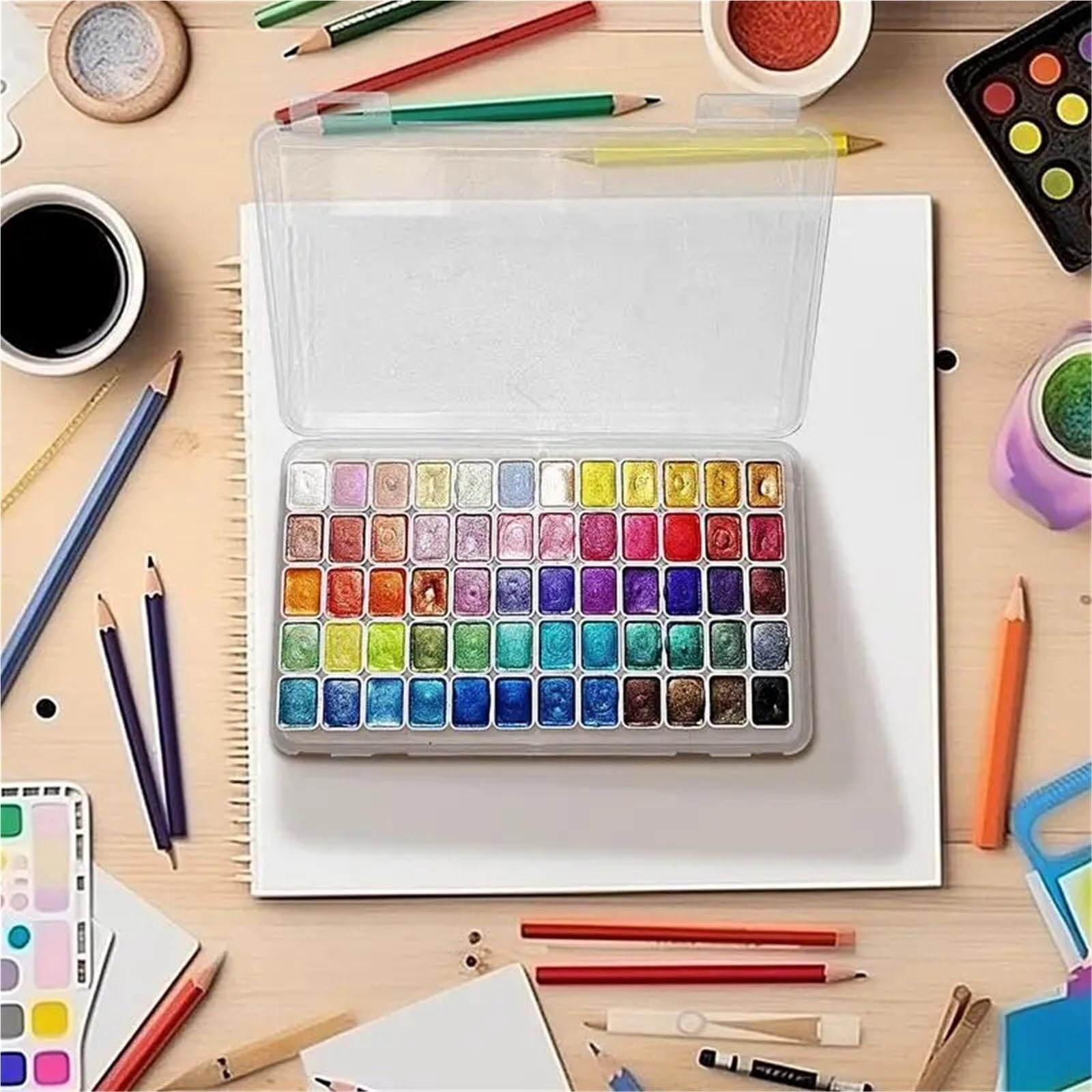 Powder Mineral Pearl Pigment Art Watercolor, 60 Colors Shifting Watercolor Painting Set, Color Shifting Watercolor Paint, Pearl Watercolor Paints, for Beginners Artists