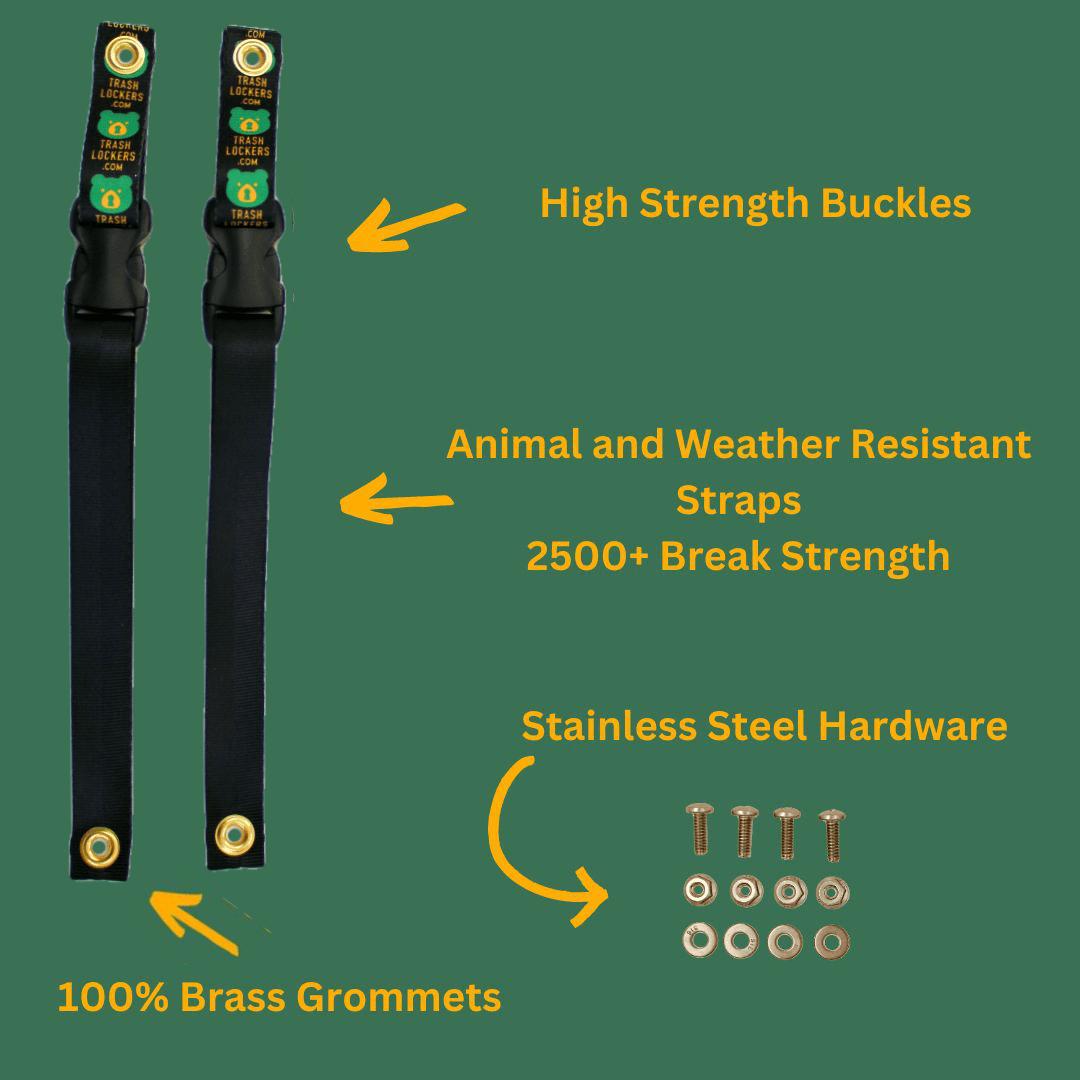 Trash Lock Original Two Strap Lid Lock, Secure and Durable