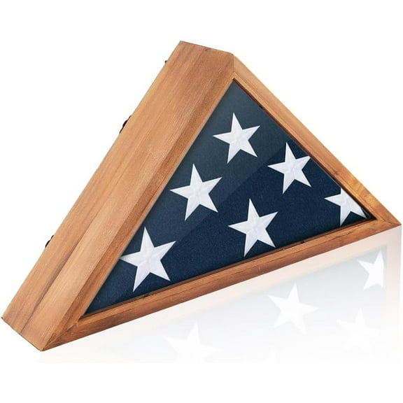 Wooden Flag Display Case for 3"x5" Folded American Flag 44x23x8.5cm Small Military Flags Frame Wall Mounted Flag Cases for Veterans with Clear Acrylic Windows for Home Decor for DIY