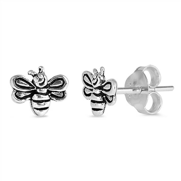 Sterling Silver Bug Bumble Bee Animal Happy Face Smile Insect Earrings 925 Jewelry Female Unisex