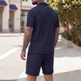 thumbnail image 5 of PIWHJQK 2 Piece Set Men Short Sleeve Shorts Workout Set Men's Solid Short Sleeve Elastic Waist Shorts 2 Piece Set Men Outfit Sets, 5 of 8