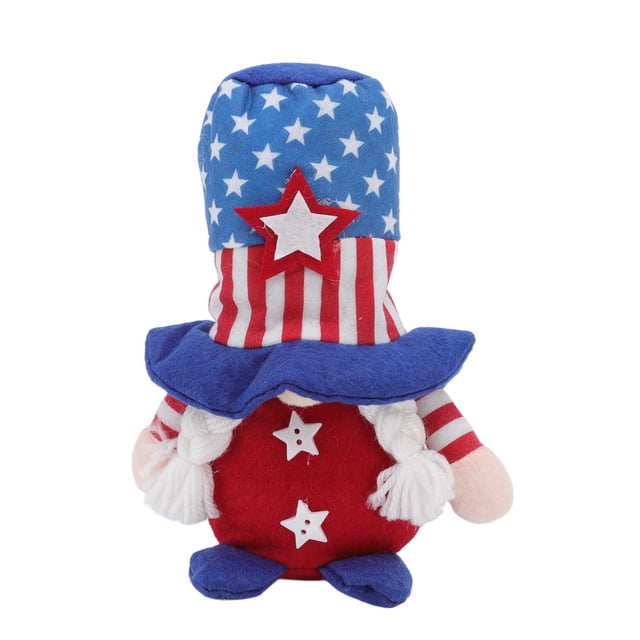 Decoraciones patrióticas de gnomo del 4 de julio, adornos para fiesta del Día de la independencia, muñeco sin rostro, accesorios de regalo de vacaciones, sombrero de estrella azul
