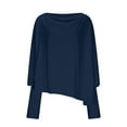 thumbnail image 5 of Aboser Batwing Long Sleeve Sweater Women Slouchy Off the Shoulder Jumper Tops Comfy Soft Cotton Knit Sweaters Loose Fit Solid Color Pullover Knitwear Navy Free Size, 5 of 7