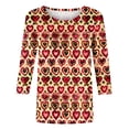 thumbnail image 4 of Penkiiy Chemises de la Saint-Valentin pour Femmes Manches 3/4 Col Rond Blouses Décontractées Imprimé Mignon Tuniques Tops 2025 4TG Multicolore, 4 of 5