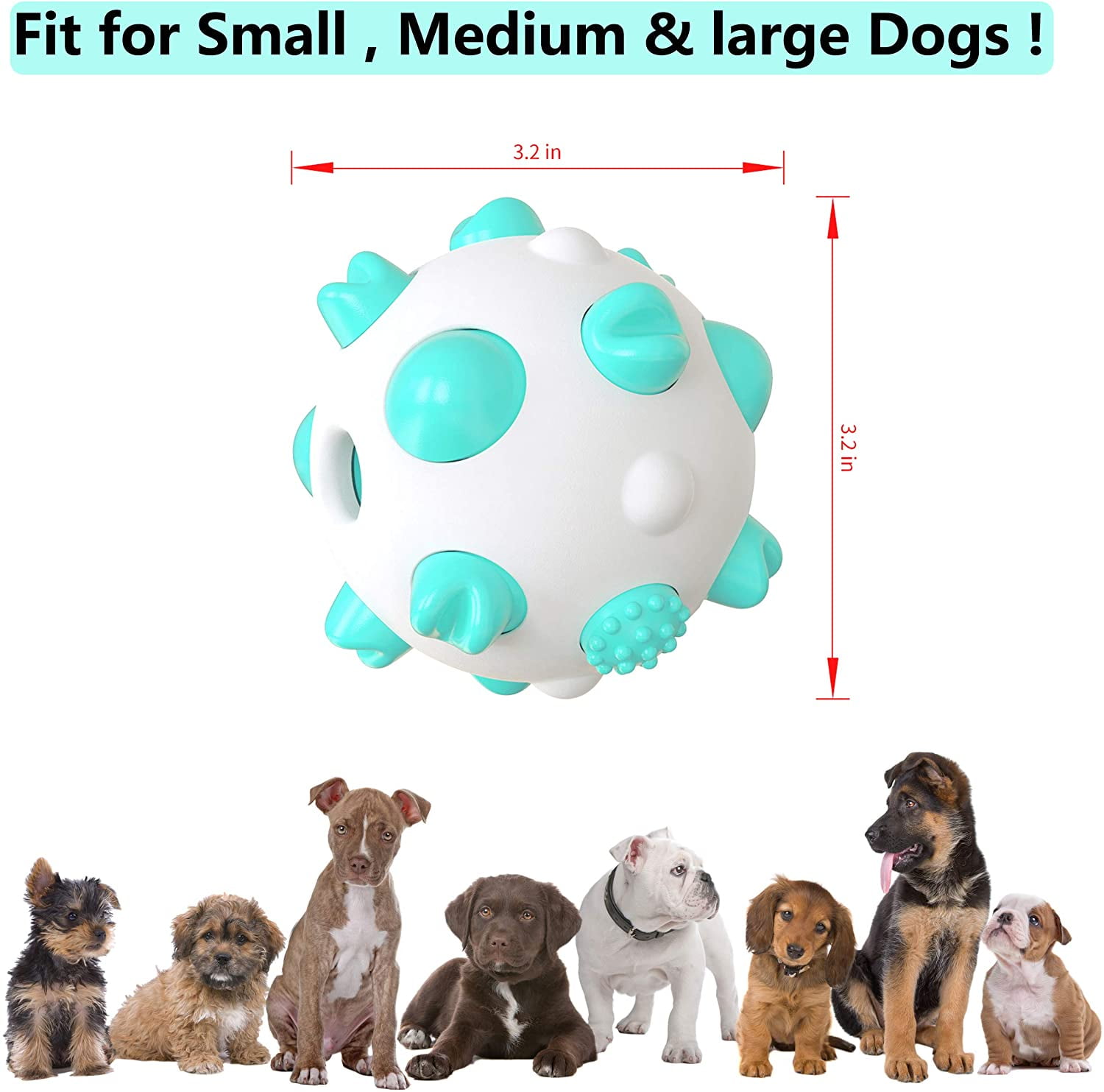 VONTER Dog Ball Toys for Aggressive Chewers, Indestructible Teeth Cleaning Dog Chew Toy IQ Treat