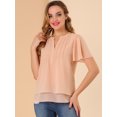 thumbnail image 2 of INSPIRE CHIC Top de gasa con mangas de mariposa, blusa informal holgada de Pintuck para mujer Rosa salmón M, 2 of 6