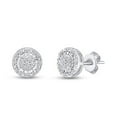 thumbnail image 2 of AFFY 925 Sterling Silver White Gold Plated Round Cut Natural Diamond Frame Stud Earrings For Women's (0.16 Cttw, J-K Color, I2-I3 Clarity), 2 of 3