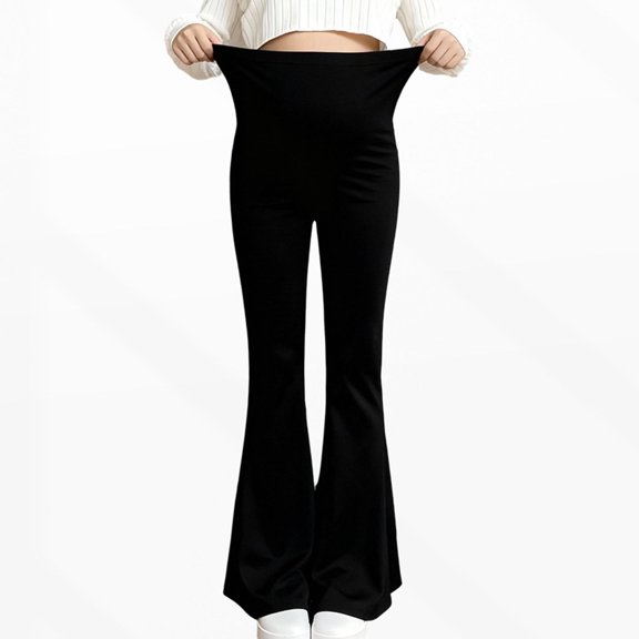 QSAWXQZ Women's Maternity Pants over Belly High Waist Flare Leg Stretch Yoga Pants for Casual L