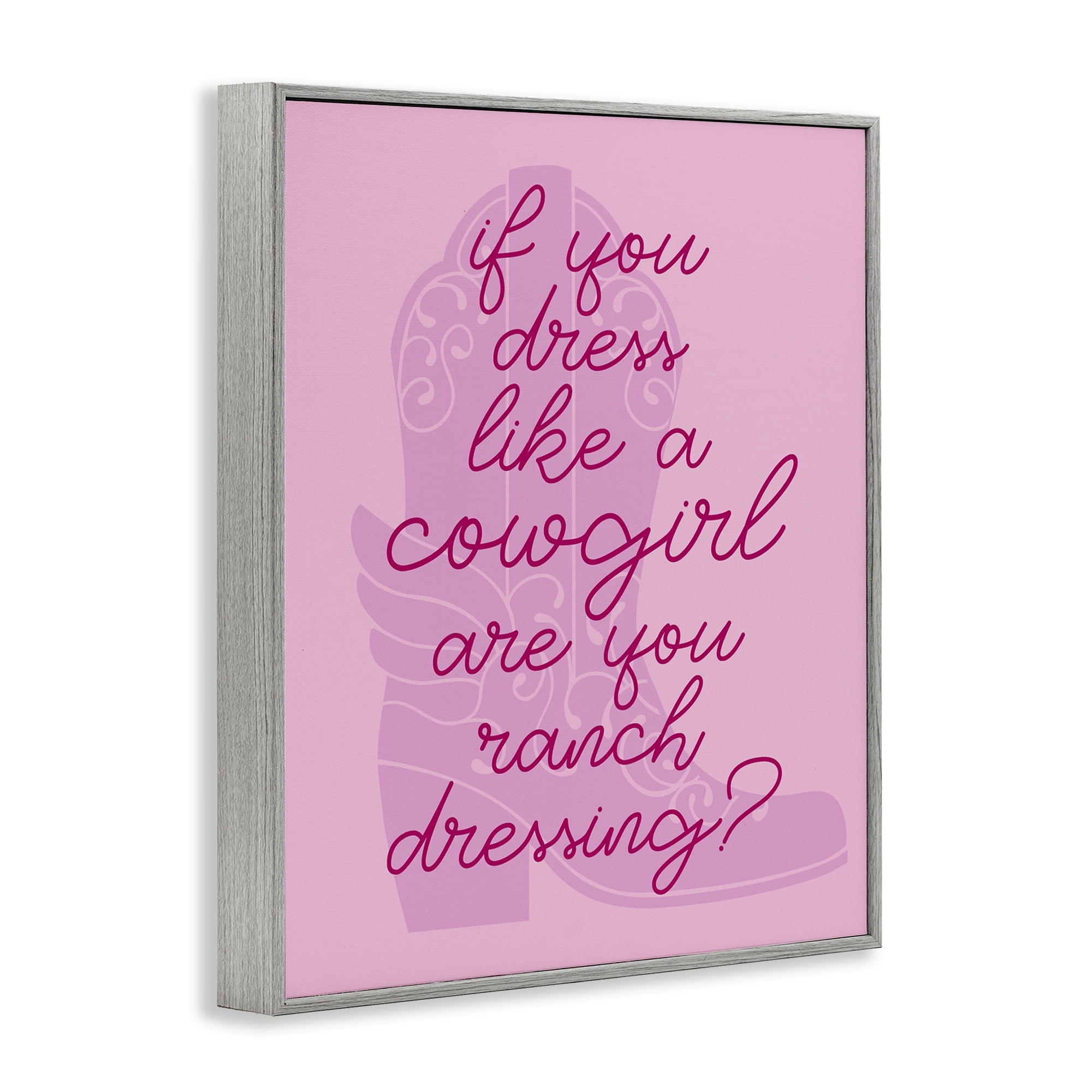 Stupell Industries Dress Like a Cowgirl Beauty & Fashion Painting Gray Framed Art Print Wall Art, 16 x 20