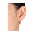 thumbnail image 4 of Gem & Harmony 3.00 Carat (Ctw) Lab-Created Ruby Hoop Earrings in Sterling Silver for Women, 4 of 5