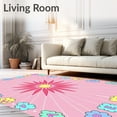 thumbnail image 2 of ODIKA 4'x6' Machine Washable Non-Slip Area Rug, Sunburst Alphabet Maze with Letters and Whimsical Cloud Motifs High Traffic Rug with Pad, Pink, 697228, 2 of 8
