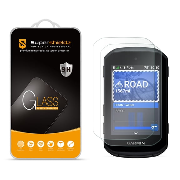 (2 Pack) Supershieldz Designed for Garmin Edge 550 / Edge 850 Tempered Glass Screen Protector, Anti Scratch, Bubble Free