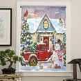 thumbnail image 4 of Christmas Semi Sheer Curtains Drapes for Living Room, Bedroom, French Doors Window 63 Inches Long, Farmhouse Xmas Snowman Truck Tree Rod Pocket Chiffon Curtain Drapery Voile Draperies Panel, 4 of 6