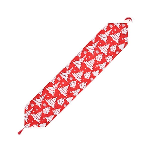 Ounissouiy Mantel de Navidad Festival Camino de Rectangular vestido decoraciones de fiesta de escritorio Fondo de fiesta de boda nuevo adorno Kits de decoración para fiestas Árbol blanco rojo
