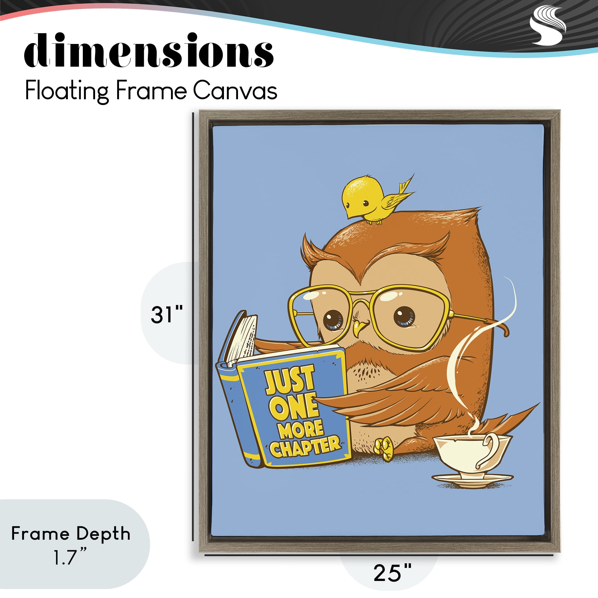 Stupell Industries One More Chapter Owl Brown Framed Floater Canvas Wall Art, design by Tobe Fonseca