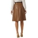 thumbnail image 3 of Falda Midi Lápiz de Cuero Sintético A-Line de Cintura Alta Vintage para Mujeres INSPIRE CHIC Talla L Marrón Oscuro, 3 of 6