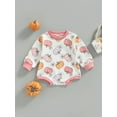 thumbnail image 2 of Liacowi Infant Baby Boys Girls Halloween Romper Pumpkin Print Long Sleeve Round Neck Onesie 3 6 12 18 Months Newborn Spring Autumn Halloween Bodysuits, 2 of 8