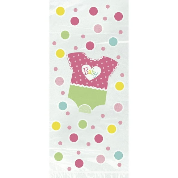 Various Pink Dots Baby Shower Cello Bags, 20 Count
