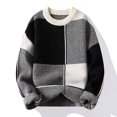thumbnail image 1 of Suéter grueso de cuello redondo de invierno para hombre, ropa de punto geométrica de manga larga, camisa básica para hombre, 1 of 6