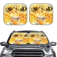 thumbnail image 2 of Kll Honey Bee Windshield Sun Shade 2-Piece Foldable Car Front Window Sunshade For Most Sedans Suv Truck- Large, 2 of 7