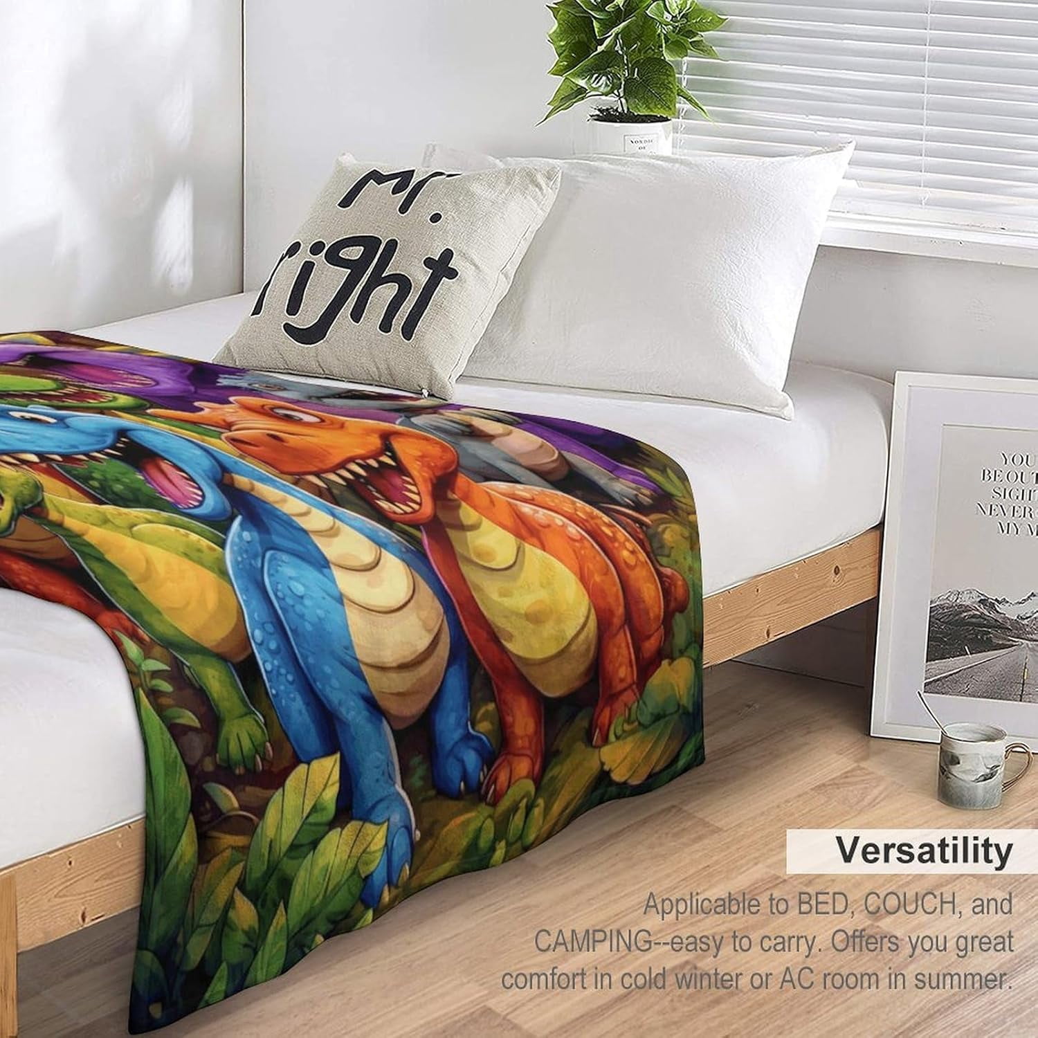 Dinosaur Blanket for Boys & Kids - Blanket Boom Ultra Soft Flannel Fleece Throw, Cute 3D Dino Print Plush Bed Blanket for Toddlers, Cozy Warm for Couch Sofa & Travel, 50"x60"