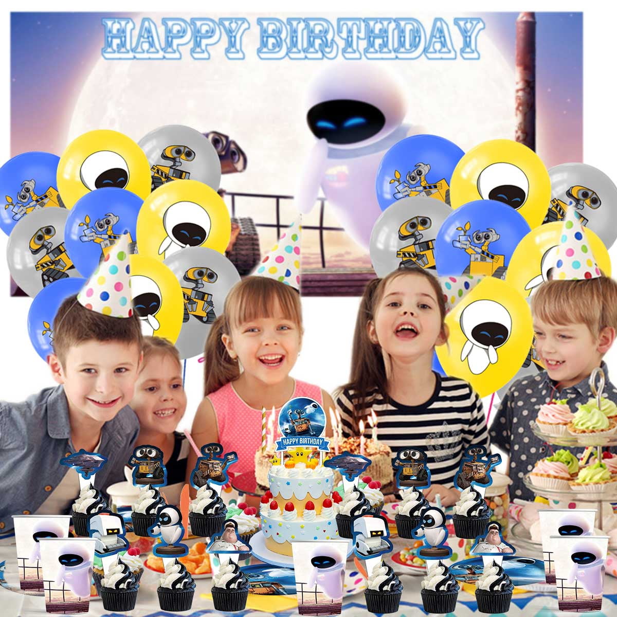 Wall E Party Supplies Latex Balloons Walle Decor Banner Backdrop Kit Birthday Decorations